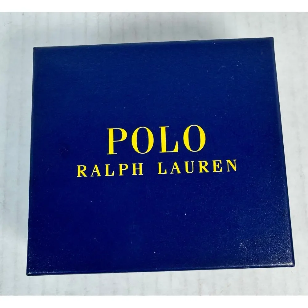 Polo Ralph Lauren Brown Croc Embossed Leather Trifold Wallet w/ Box